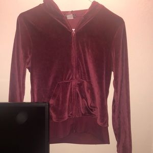 Maroon Red Pink Velour Track Jacket